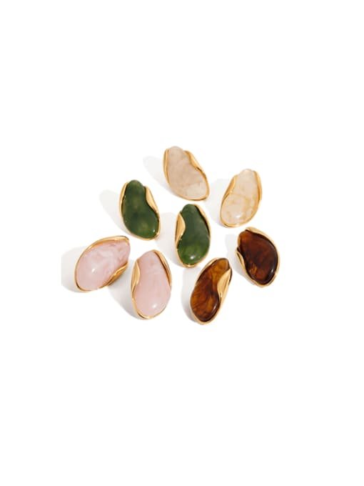 Stainless Steel Natural Stone Irregular Hip Hop Stud Earring