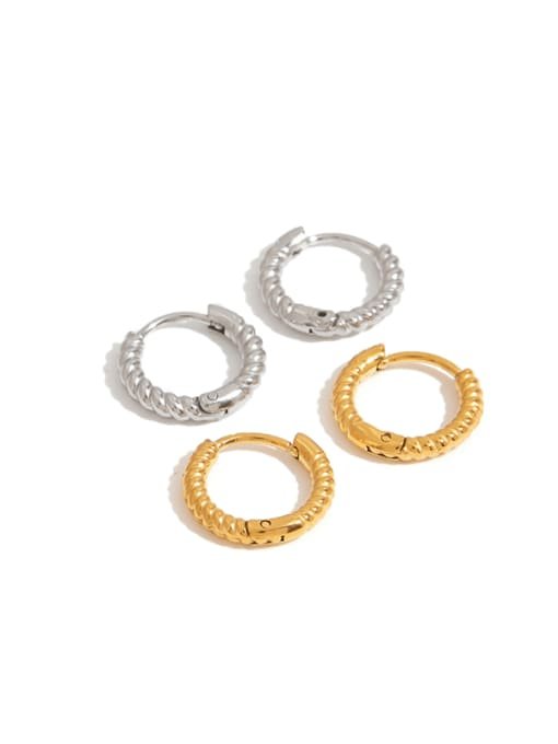 Stainless Steel Twist Round Minimalist Hoop Earring