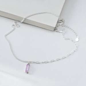 Sterling Silver Amethyst Geometric Dainty Necklace